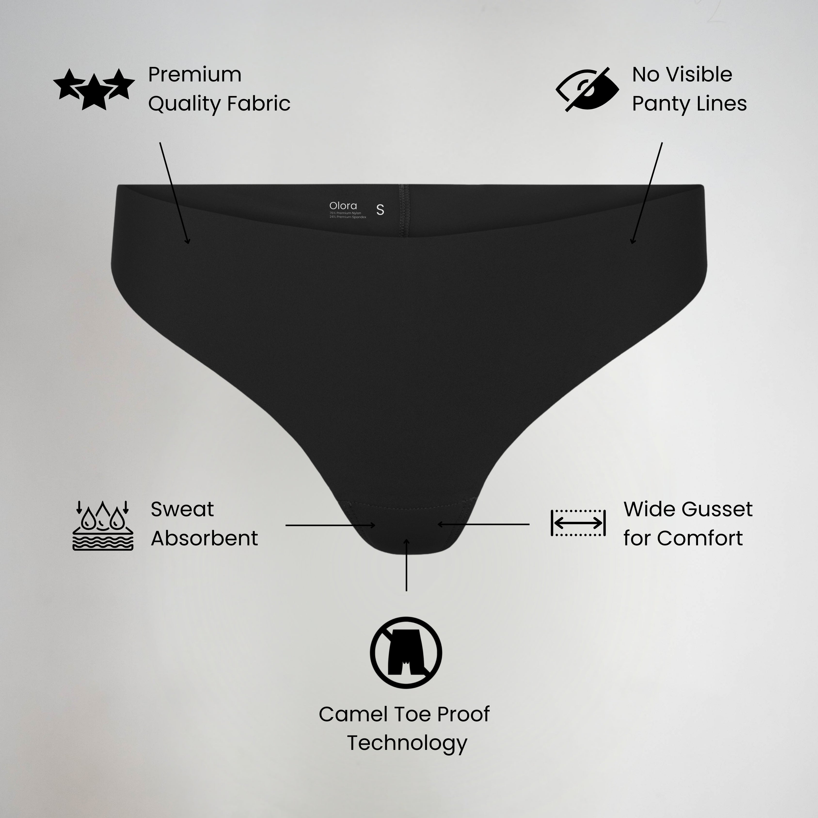 Olora Invisible Camel Toe Thong Mid Rise