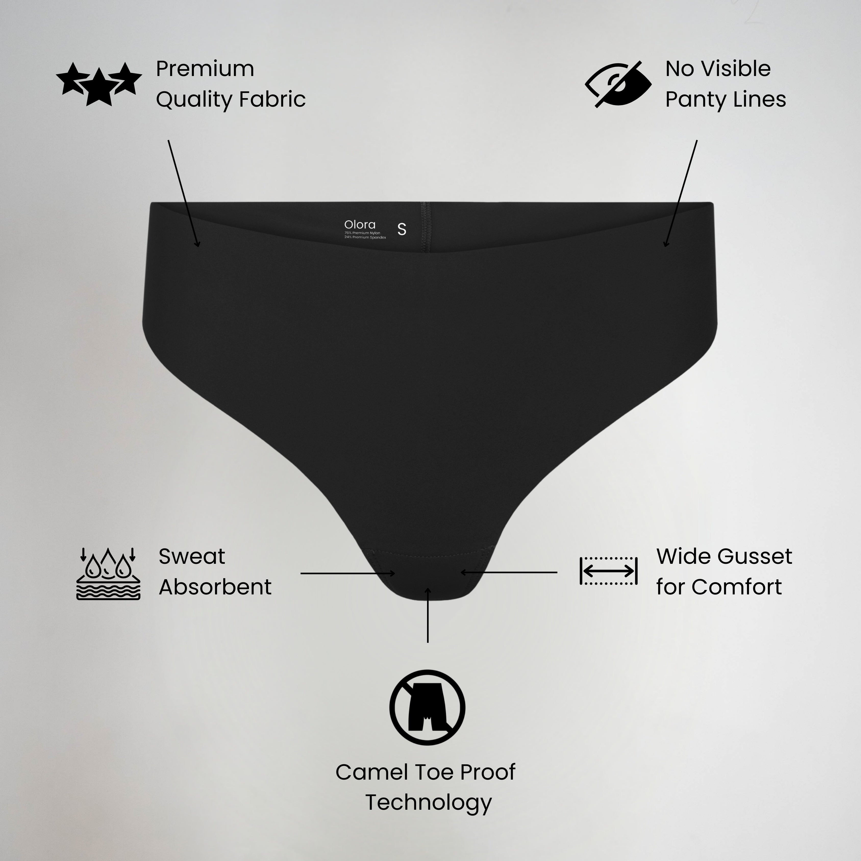 Tanga invisible con punta de camello de tiro alto Olora