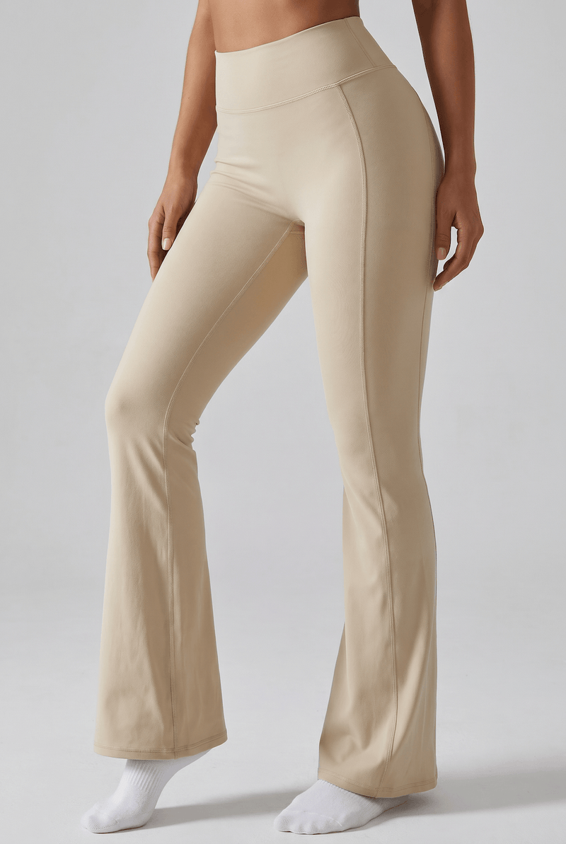 Olora Flare Leggings in Beige - Front